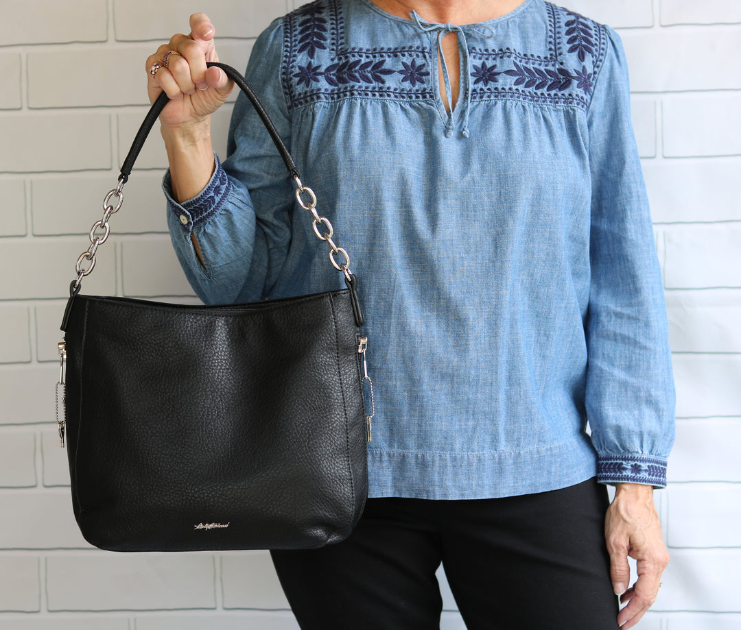 Ashley Chain Hobo - Concealed Carry Black