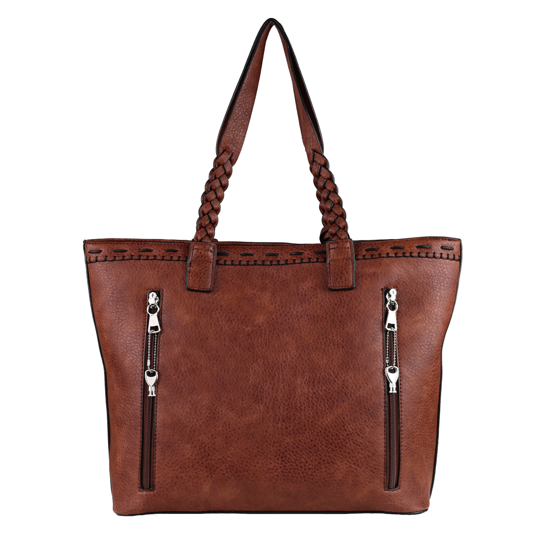 Cora Stitched Tote - Concealed Carry Mahogany