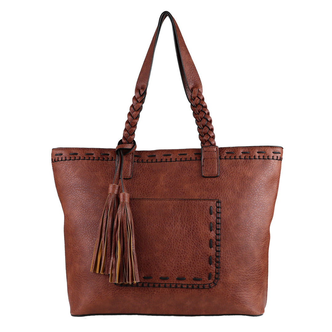 Cora Stitched Tote - Concealed Carry Mahogany