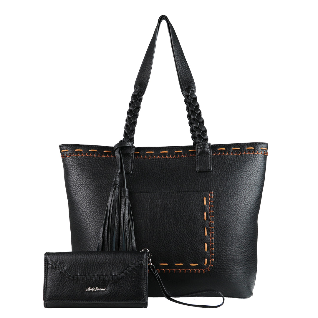 Cora Stitched Tote - Concealed Carry Black