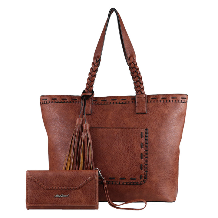 Cora Stitched Tote - Concealed Carry Mahogany