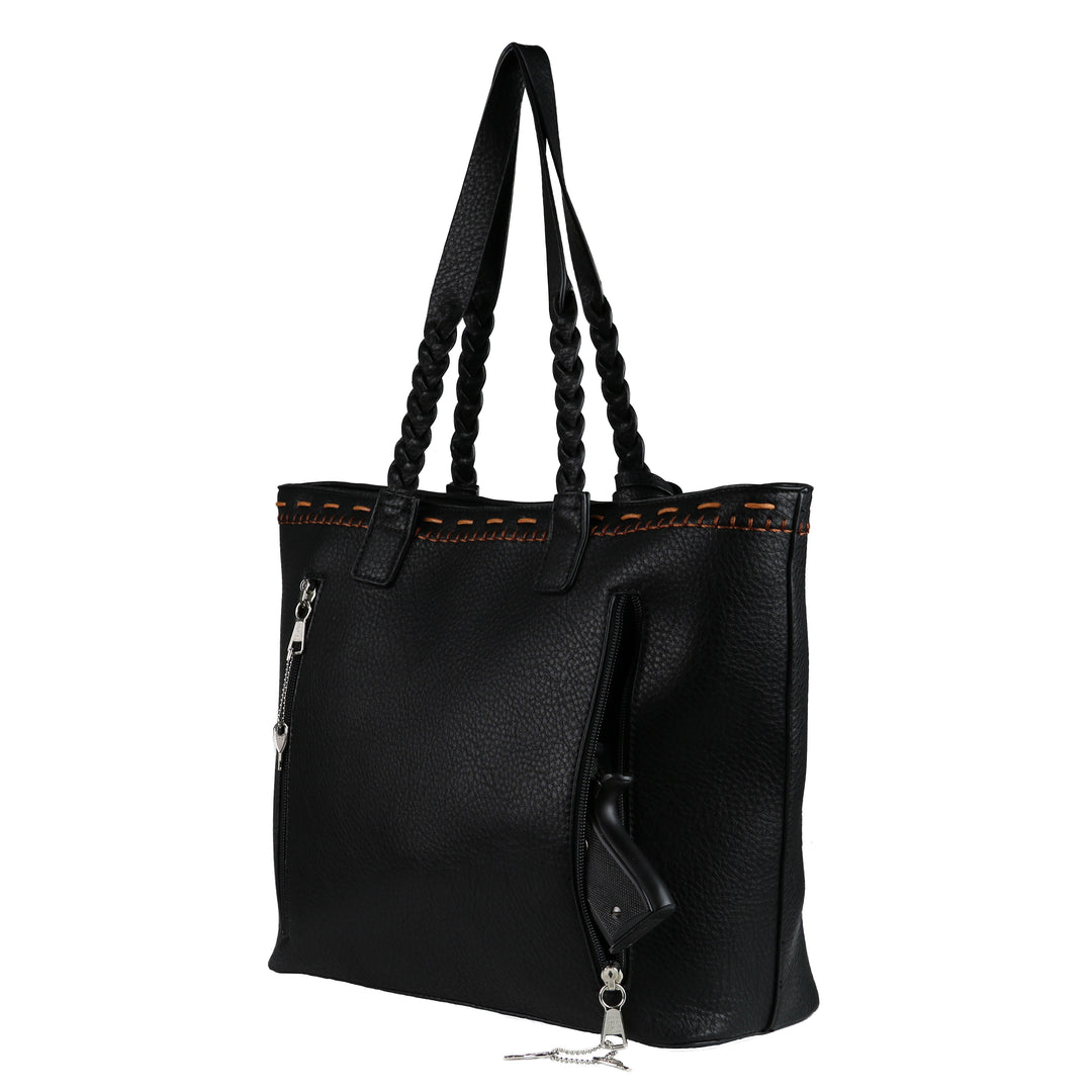 Cora Stitched Tote - Concealed Carry Black