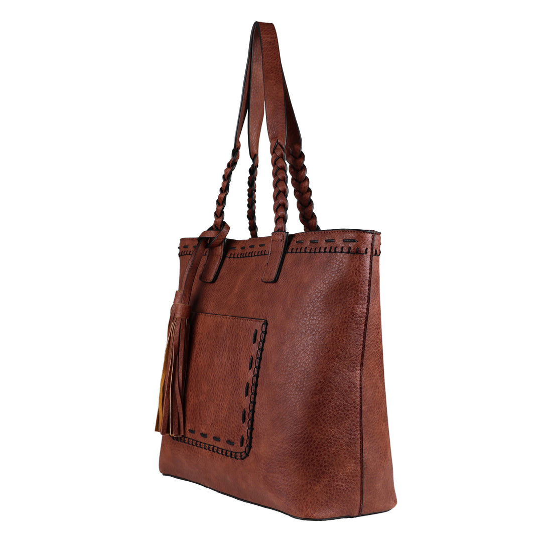 Cora Stitched Tote - Concealed Carry Mahogany