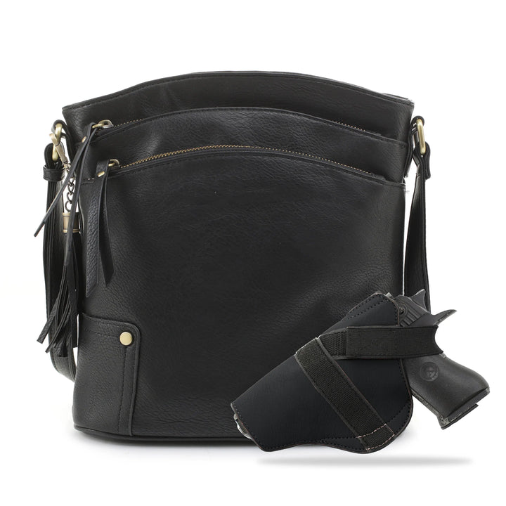 Robin Concealed Carry Crossbody by Jessie James at LovaMe Boutique in black. 