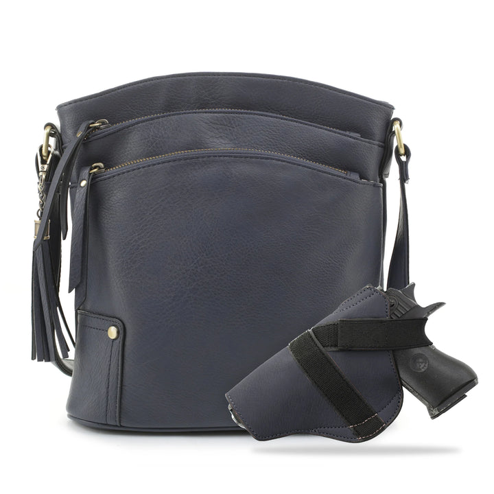 Robin Concealed Carry Crossbody by Jessie James at LovaMe Boutique in Navy. 