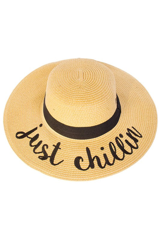 "JUST CHILLIN" STRAW SUN HAT